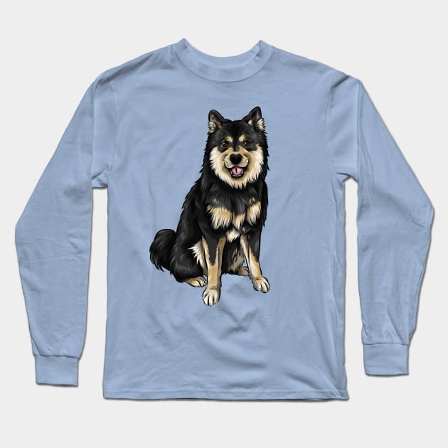 Finnish Lapphund Dog | Black and Tan Long Sleeve T-Shirt by Shirin Illustration